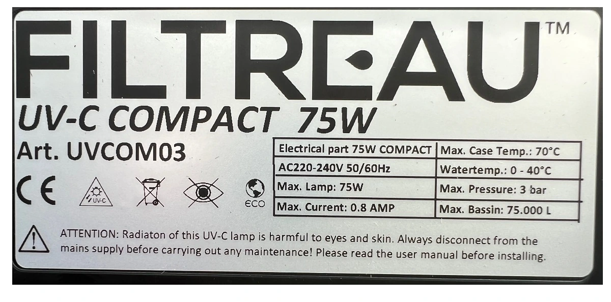 Filtreau UV-C Compact 75 watt UVC Lys
